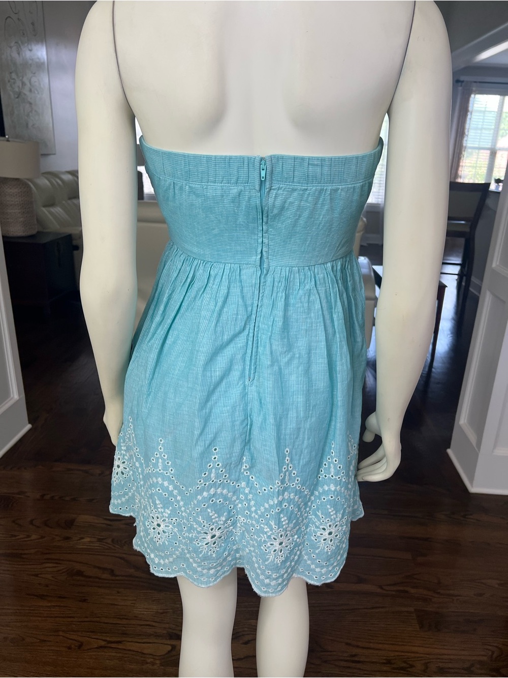 Speechless Aqua Strapless Eyelet Lace Waist Sundress - Picture 4 of 9